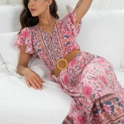 HQ Fashion Arthea Dress - Pink Print CLOTHING 14 HQ Fashion Arthea Dress - Pink Print CLOTHING