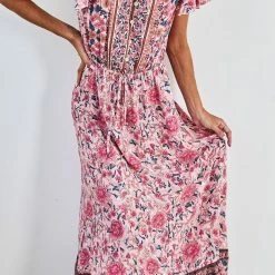 HQ Fashion Arthea Dress - Pink Print CLOTHING