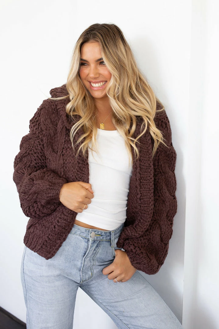 HQ Fashion Aspen Cardigan - Chocolate CLOTHING 10 HQ Fashion Aspen Cardigan - Chocolate CLOTHING