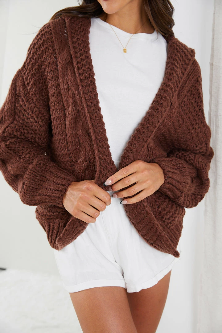 HQ Fashion Aspen Cardigan - Chocolate CLOTHING 9 HQ Fashion Aspen Cardigan - Chocolate CLOTHING