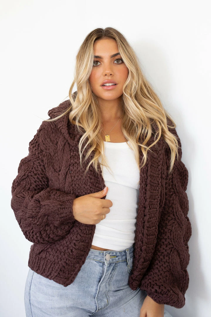 HQ Fashion Aspen Cardigan - Chocolate CLOTHING 4 HQ Fashion Aspen Cardigan - Chocolate CLOTHING