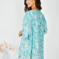 HQ Fashion Aurina Dress - Aqua Print CLOTHING 10 HQ Fashion Aurina Dress - Aqua Print CLOTHING