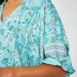 HQ Fashion Aurina Dress - Aqua Print CLOTHING 12 HQ Fashion Aurina Dress - Aqua Print CLOTHING