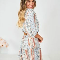 HQ Fashion CLOTHING Aurina Dress - Blue Multi