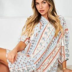 HQ Fashion CLOTHING Aurina Dress - Blue Multi