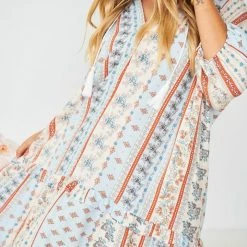 HQ Fashion CLOTHING Aurina Dress - Blue Multi