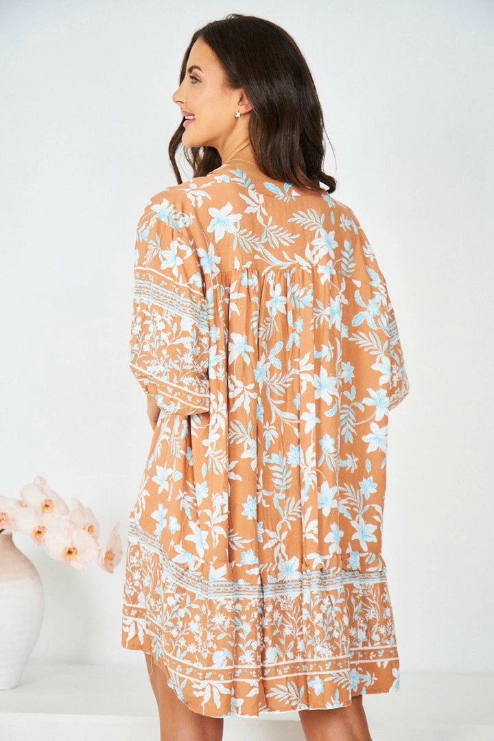 HQ Fashion Aurina Dress - Brown Multi CLOTHING 4 HQ Fashion Aurina Dress - Brown Multi CLOTHING