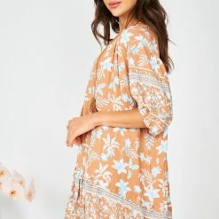 HQ Fashion Aurina Dress - Brown Multi CLOTHING 10 HQ Fashion Aurina Dress - Brown Multi CLOTHING