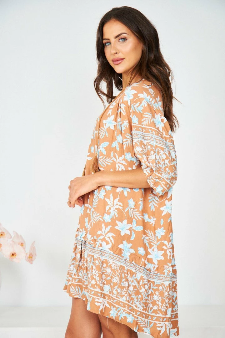 HQ Fashion Aurina Dress - Brown Multi CLOTHING 5 HQ Fashion Aurina Dress - Brown Multi CLOTHING