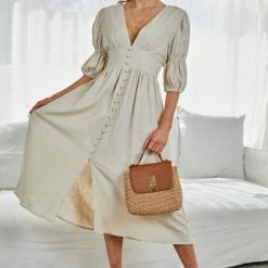 YH & Co (Chloe Yip) Aviona Dress - Beige CLOTHING