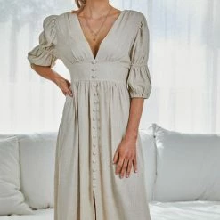 YH & Co (Chloe Yip) Aviona Dress - Beige CLOTHING 12 YH & Co (Chloe Yip) Aviona Dress - Beige CLOTHING