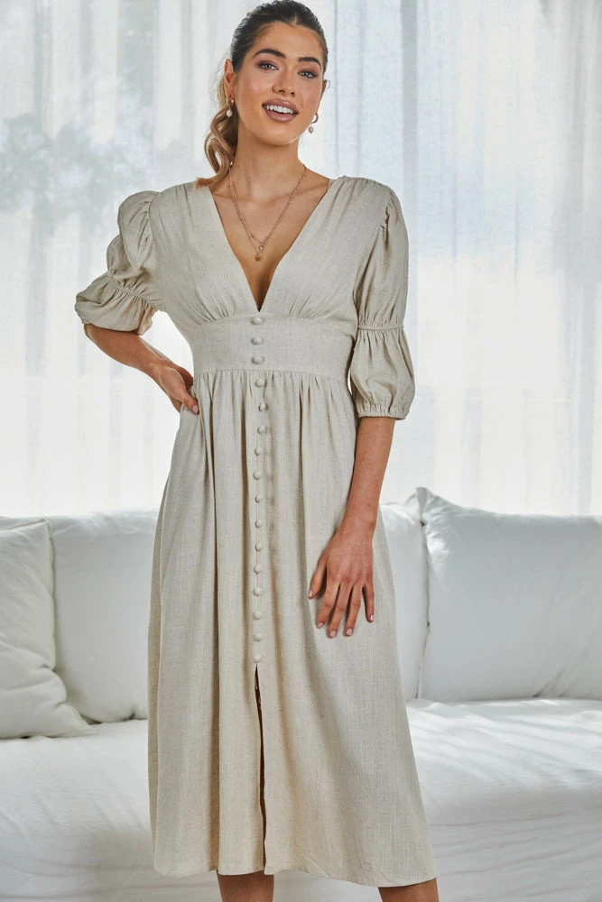 YH & Co (Chloe Yip) Aviona Dress - Beige CLOTHING 6 YH & Co (Chloe Yip) Aviona Dress - Beige CLOTHING