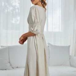 YH & Co (Chloe Yip) Aviona Dress - Beige CLOTHING 11 YH & Co (Chloe Yip) Aviona Dress - Beige CLOTHING
