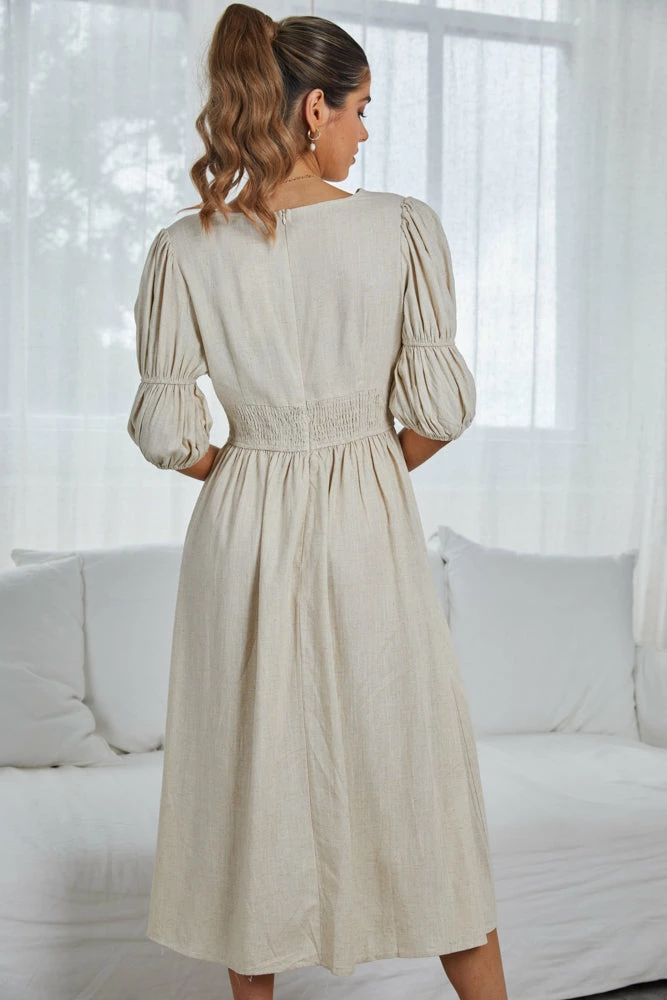 YH & Co (Chloe Yip) Aviona Dress - Beige CLOTHING 4 YH & Co (Chloe Yip) Aviona Dress - Beige CLOTHING