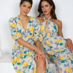 YH & Co (Chloe Yip) Aviona Dress - Beige Floral 12 YH & Co (Chloe Yip) Aviona Dress - Beige Floral