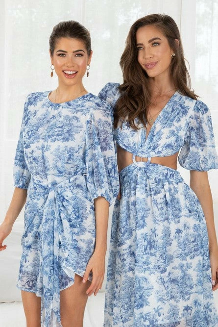 YH & Co (Chloe Yip) Ayala Dress - Blue Print CLOTHING 8 YH & Co (Chloe Yip) Ayala Dress - Blue Print CLOTHING