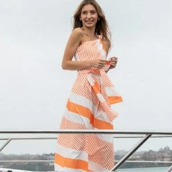 Reverse Dolores Dress - Orange Stripe CLOTHING 16 Reverse Dolores Dress - Orange Stripe CLOTHING