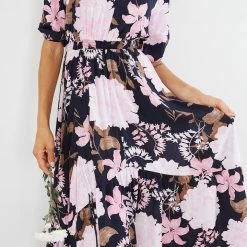 Label Of Love Babylonia Dress - Navy Print CLOTHING