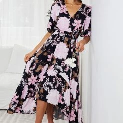 Label Of Love Babylonia Dress - Navy Print CLOTHING