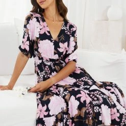 Label Of Love Babylonia Dress - Navy Print CLOTHING 11 Label Of Love Babylonia Dress - Navy Print CLOTHING