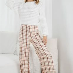 White Closet Bee Pants - Beige Check