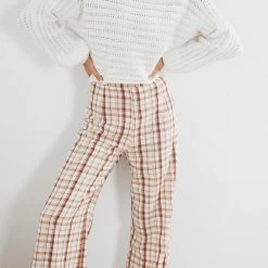 White Closet Bee Pants - Beige Check