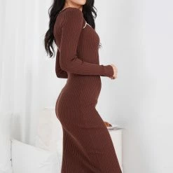 Style Box CLOTHING Bentlene Knit Dress - Chocolate 12 Style Box CLOTHING Bentlene Knit Dress - Chocolate