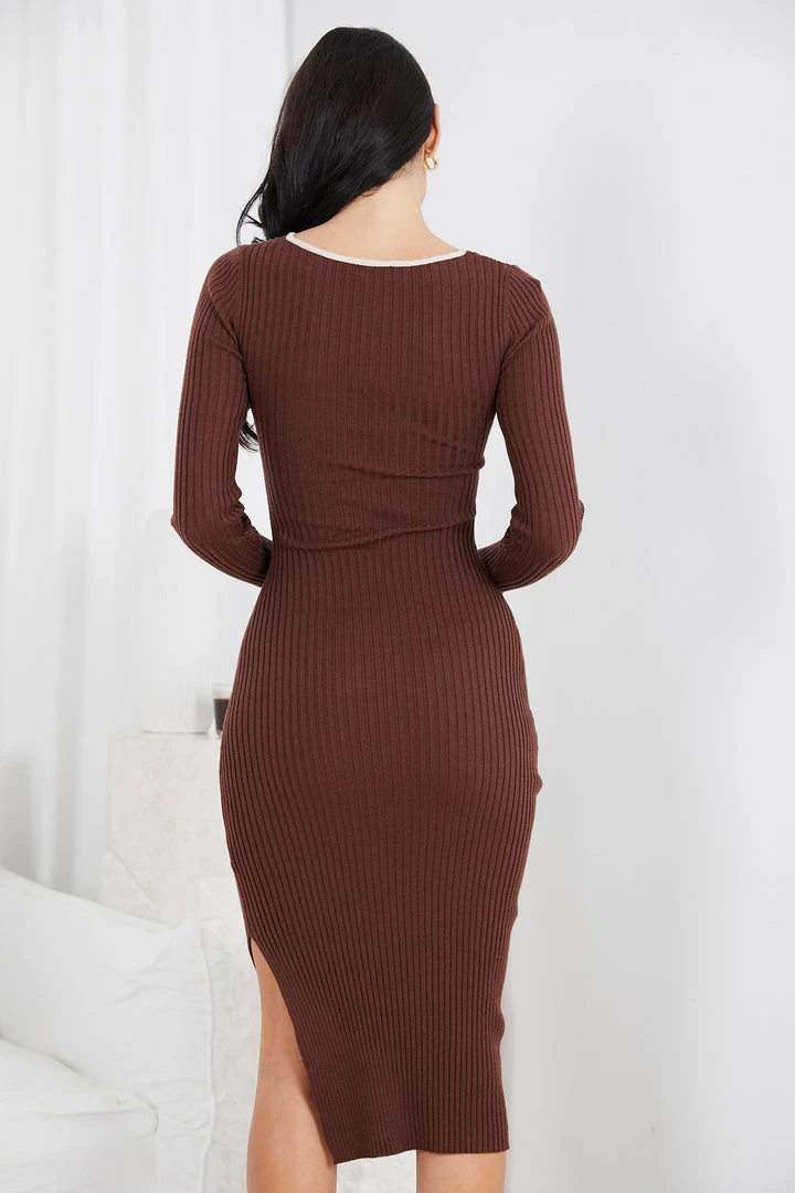 Style Box CLOTHING Bentlene Knit Dress - Chocolate 5 Style Box CLOTHING Bentlene Knit Dress - Chocolate