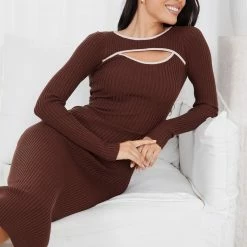 Style Box CLOTHING Bentlene Knit Dress - Chocolate 14 Style Box CLOTHING Bentlene Knit Dress - Chocolate