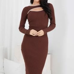Style Box CLOTHING Bentlene Knit Dress - Chocolate 13 Style Box CLOTHING Bentlene Knit Dress - Chocolate