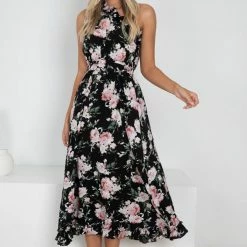 Pink Diamond Bernardita Dress - Black Floral CLOTHING