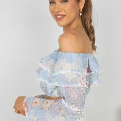 Evermore Fashion Bibiana Top - Blue Floral