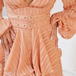 Wild Ginger Birkley Dress - Rust Stripe CLOTHING