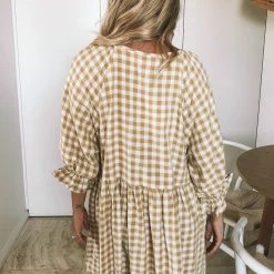 Ebby And I CLOTHING Breonna Dress - Mustard Gingham
