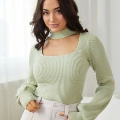 Style State Brylise Knit Top - Avocado CLOTHING