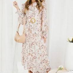 CSA (Lorraine Designs) Cacia Dress - Beige Floral