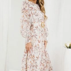 CSA (Lorraine Designs) Cacia Dress - Beige Floral