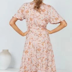 HQ Fashion CLOTHING Cadena Dress - Peach Print