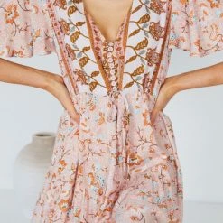 HQ Fashion CLOTHING Cadena Dress - Peach Print