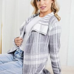HQ Fashion Caesarea Coat - Grey Print CLOTHING