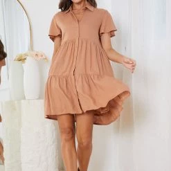 Miracle Fashion Calabria Dress - Tan
