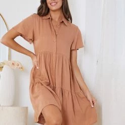 Miracle Fashion Calabria Dress - Tan