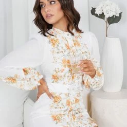 Wild Ginger Calanthe Dress - White Floral