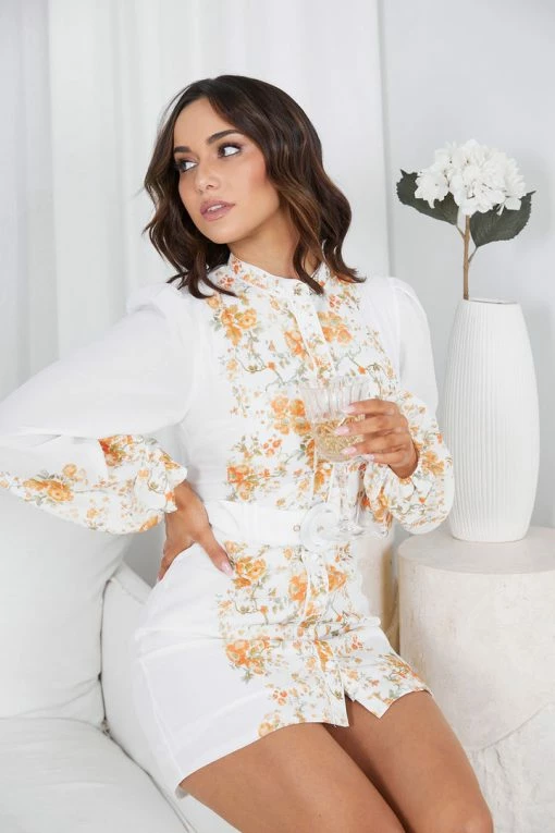 Wild Ginger Calanthe Dress - White Floral