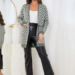 HQ Fashion Camdenne Cardigan - Khaki Print CLOTHING