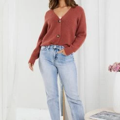 HQ Fashion CLOTHING Carmelline Cardigan - Rust