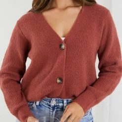 HQ Fashion CLOTHING Carmelline Cardigan - Rust
