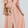 Wild Ginger CLOTHING Charis Dress - Peach Print 1 Wild Ginger CLOTHING Charis Dress - Peach Print