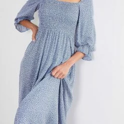 Miracle Fashion Cherise Dress - Blue Print