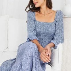 Miracle Fashion Cherise Dress - Blue Print